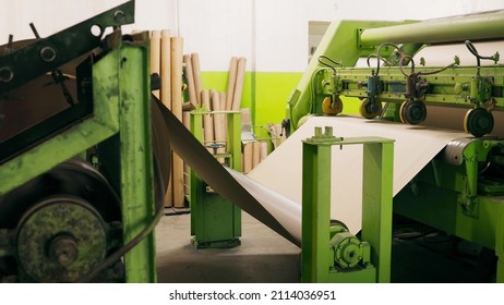 Manufactoring Equipment Produce Paper Machine Shafts At Paper Mill. Equipment. Paper Production.