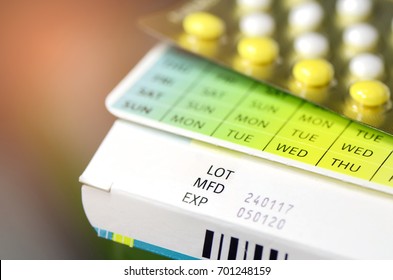 Manufacturing Date And Expiry Date On Some Pharmaceutical Packaging.