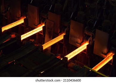 Manufacturing of mild steel square bar on continuous casting machine.  - Powered by Shutterstock