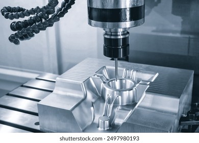 Manufacturing professional metalworking machine. Industrial concept. Programmable modern cnc digital  digital program machine - Powered by Shutterstock