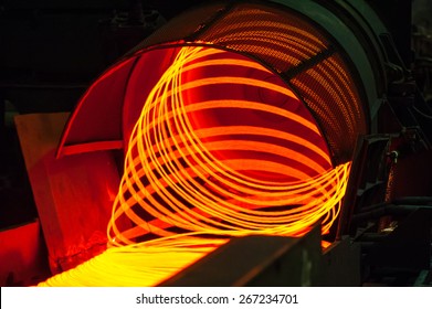 Manufacturing Wire Steel Works. Iron And Steel Metallurgical Plant.