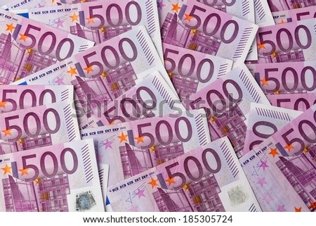 many 500 euro banknotes are adjacent. symbolic photo for wealth