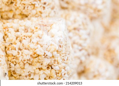 Many Bags Of Popcorn At The Local Festival For Sale.