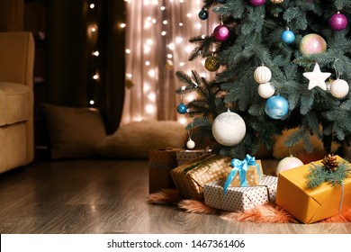 Many Beautiful Gift Boxes Under Christmas Tree