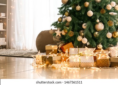 Many Beautiful Gift Boxes Under Christmas Tree