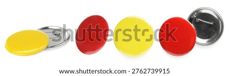 Many blank button badges isolated on white, set