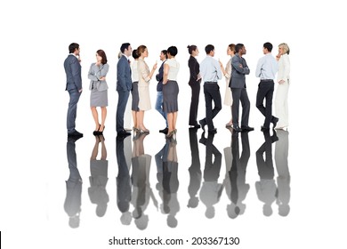 Many Business People Standing In A Line On White Background