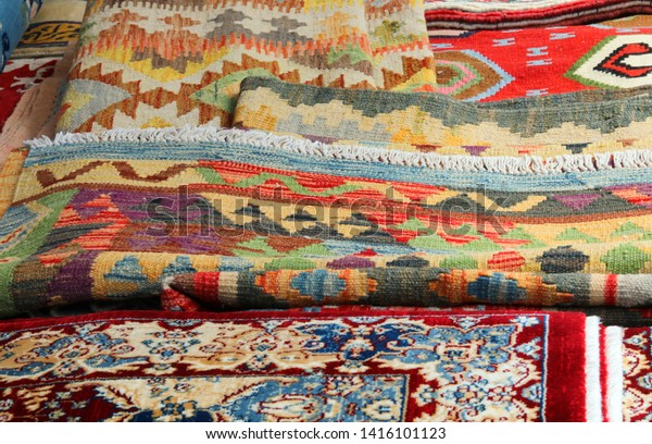 Many Carptes Kilim Rugs Sale Stock Photo Edit Now 1416101123