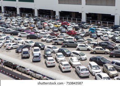 Many cars in the parking lot