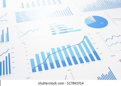 Many charts and graphs. Reflection light and flare. Concept image of data gathering and statistical working.
 - Shutterstock ID 517841914