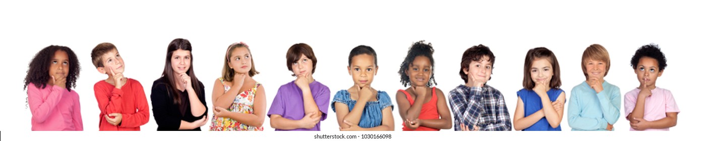 Many children isolated on a white background