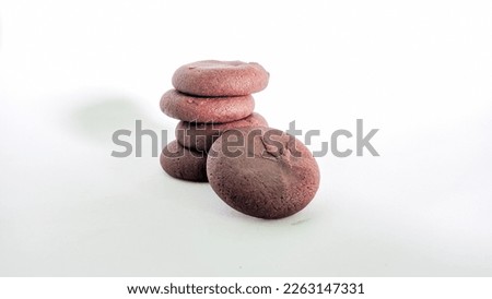 Many chocolate cookies on bright white background. Modern cookies concept. Eid cake 