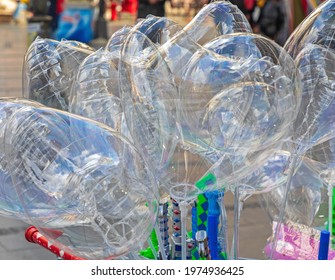 Many Clear See Through Plastic Inflated Balloons