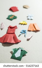 Many Clothes Origami Made Paper Fugures Stock Photo 516237163 ...
