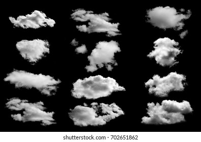 Many Cloud Isolated On Black Background