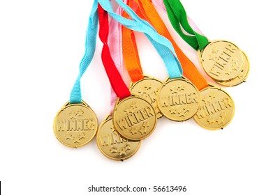 Many Colorful Golden Medals For The Winners