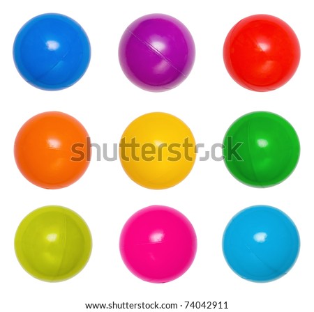 Many colour plastic balls from children's small town