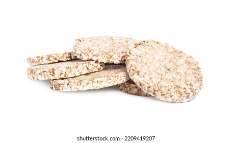 Many Crunchy Buckwheat Cakes On White Background