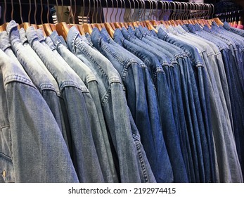 Many Denim Jackets Hang On Hanger Stock Photo 2192974415 | Shutterstock