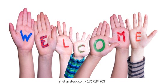 Children Hands Building Word Welcome Isolated Stock Photo 1763236499 ...