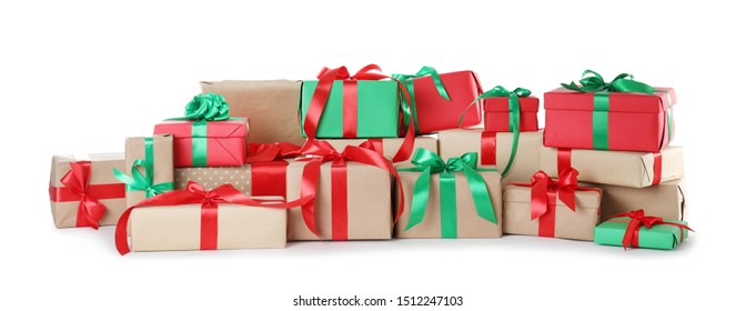 Different Christmas Gift Boxes On White Stock Photo (edit Now) 1512247112