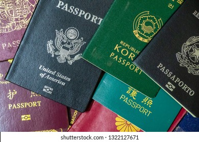 Many Different Countries Passports Background Stock Photo 1322128388 ...