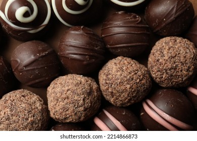 Many Different Delicious Chocolate Truffles, Top View