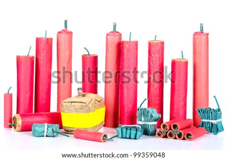 many different firecracker before white background
