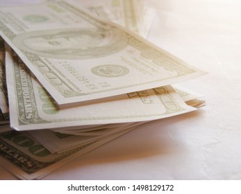    Many Dollars Money Fading Fake Money White Background Living Fraud                            