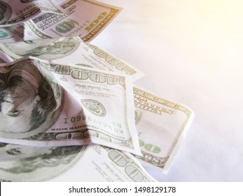    Many Dollars Money Fading Fake Money White Background Living Fraud                            