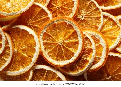 Many dry orange slices as background, top view - Powered by Shutterstock