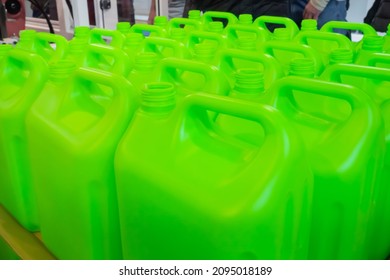 Many Empty Green Plastic Jerrycans Warehouse Stock Photo 2095018189 ...