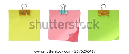 Many empty paper notes isolated on white, set