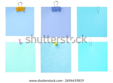 Many empty paper notes isolated on white, set