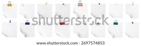 Many empty paper notes isolated on white, set