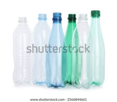 Many empty plastic bottles isolated on white