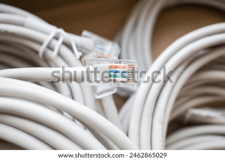 many Ethernet patch cords with RJ-45 connector. Lan network
