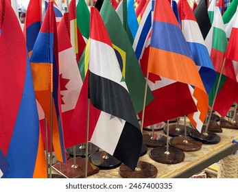 Many flags of different countries of the world Geography