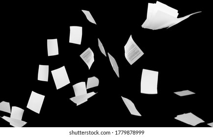 Many flying business documents on black background - Shutterstock ID 1779878999