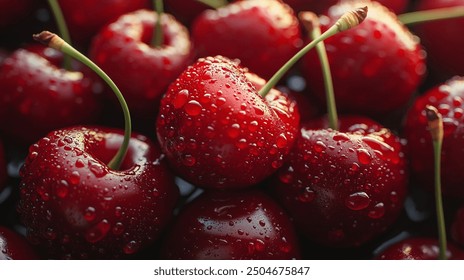 many fresh cherries with bright, vibrant colors - Powered by Shutterstock