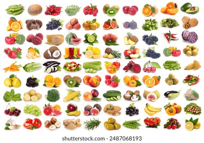 Many Fresh Fruits and Vegetables on White Background, Collage Desig - Powered by Shutterstock