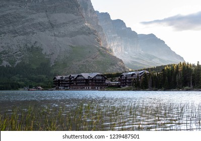 Many Glacier Hotel Across Lake Just After Dawn