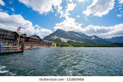 Many Glacier Hotel Of The Famous Glacier National Park At Montana