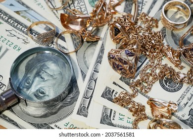 Many Golden Silver Jewerly Money Pawnshop Stock Photo 2037561581 ...