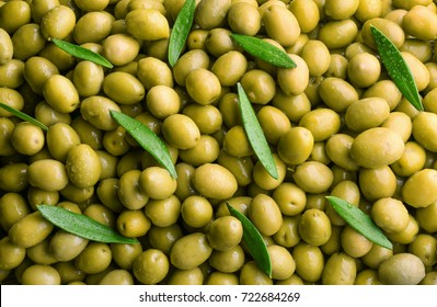 Many Green Olives As Background