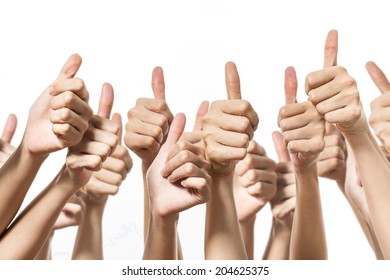 many hands thumbs up showing the success of teamwork - Shutterstock ID 204625375