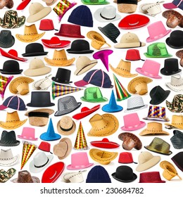 Many hats arranged as background