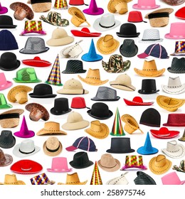 Many hats arranged as background