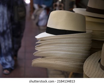 many hats for sale at the shop street market in nice france