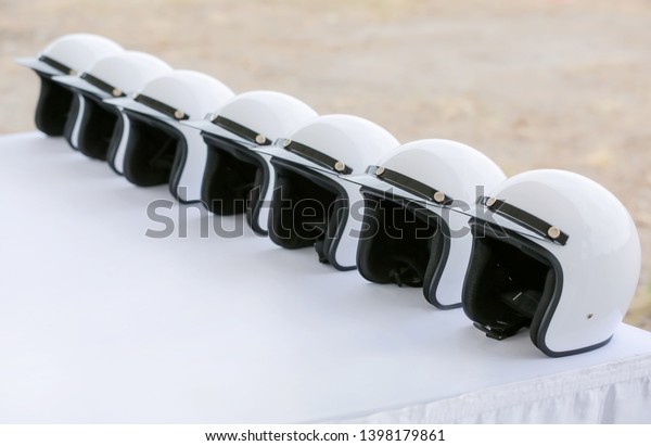 Many helmet\
sets are white in the car test\
drive.